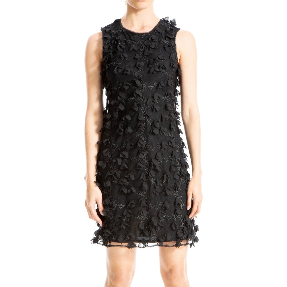 MAX STUDIO Embroidered 3D Floral Black Sheath Cocktail Dress Size S NWT